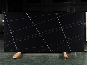 Quartz Calacatta Black Slabs With Gold 3240