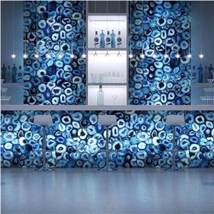 Blue Semiprecious Stone Kitchen Countertop Agate Island Tops