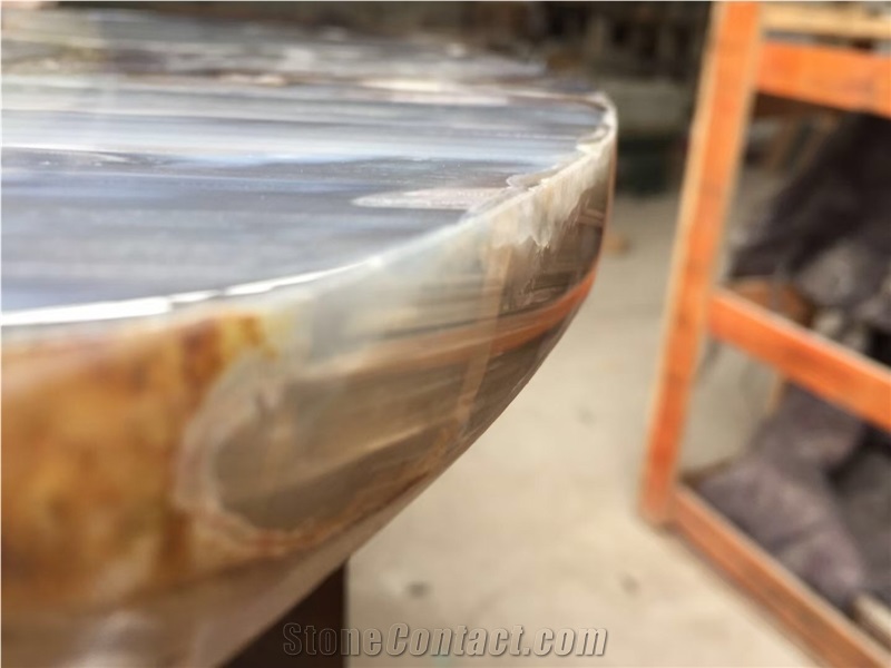 Blue Semiprecious Stone Kitchen Countertop Agate Island Tops
