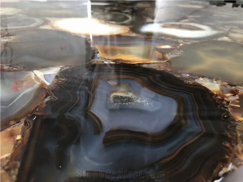 Blue Semiprecious Stone Kitchen Countertop Agate Island Tops
