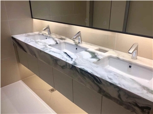 Interiors Stone Yacht Vanity Top White Quartzite Bath Top