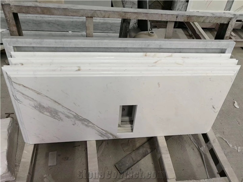 Laminated Edges Marble Vanity Top Stone Carrara Master Bath