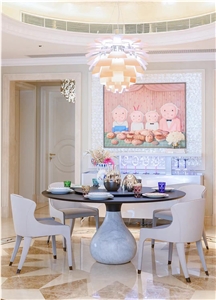 Marble Inlay Cafe Table Tops White Beauty Stone Dining Table