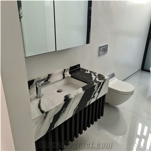 Residential Stone Bathroom Top Prefab Marble Noir Vanity Top