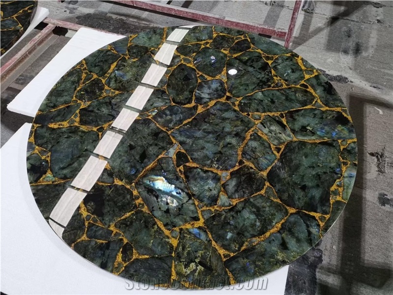 Round Stone Dining Table Granite Lemurian Waterjet Table Top