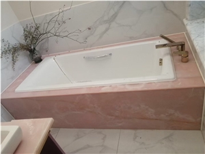 Stone Bath Tubs Pink Onyx Hotel Bathtub Surround Deck Panel
