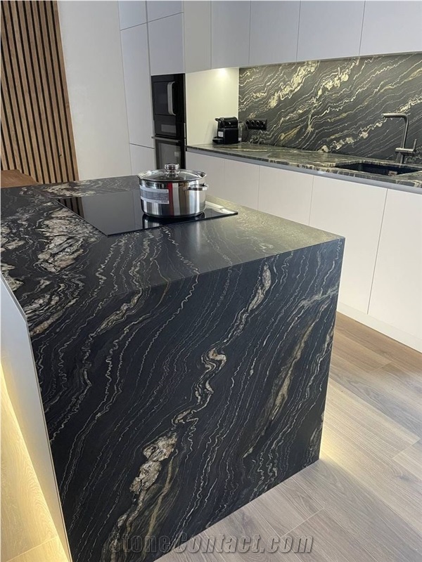 Stone Kitchen Bench Top Granite Porto Rosa Curved Island Top