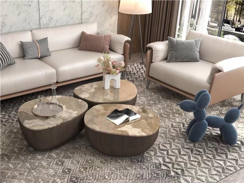Stone Office Cafe Table Marble Venice Brown Home Furniture