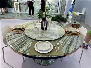 Stone Restaurant Dining Table Marble Green Cafe Furniture