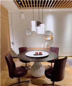 Stone Restaurant Dining Table Set Marble Marquina Furniture
