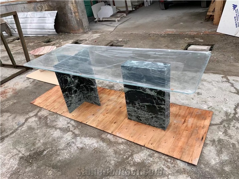 Stone Restaurant Dining Table Set Marble Marquina Furniture