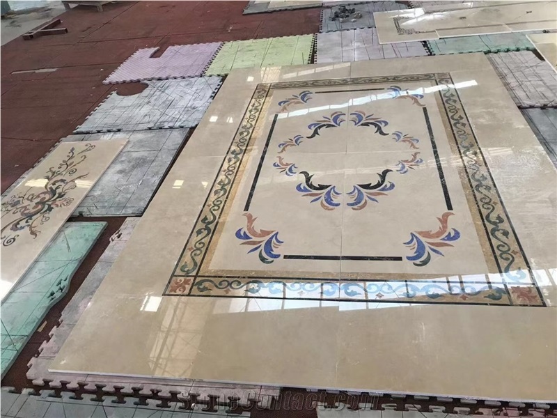 Stone Waterjet Medallion Marble Carpet Pattern For Lobby