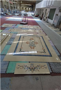 Stone Waterjet Medallion Marble Carpet Pattern For Lobby