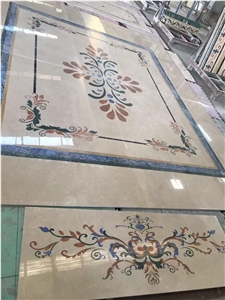 Stone Waterjet Medallion Marble Carpet Pattern For Lobby