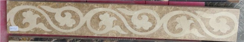 Waterjet Marble Floor Trim Stone Rosso Alicante Border Decos