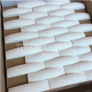 Beige Limestone Subway Stone Mosaic 3D Tile