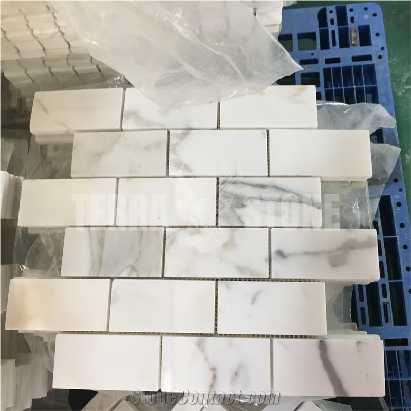 Calacatta Gold Marble 2"X4" Subway Mosaic Brick Tile