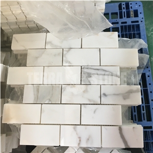 Calacatta Gold Marble 2"X4" Subway Mosaic Brick Tile
