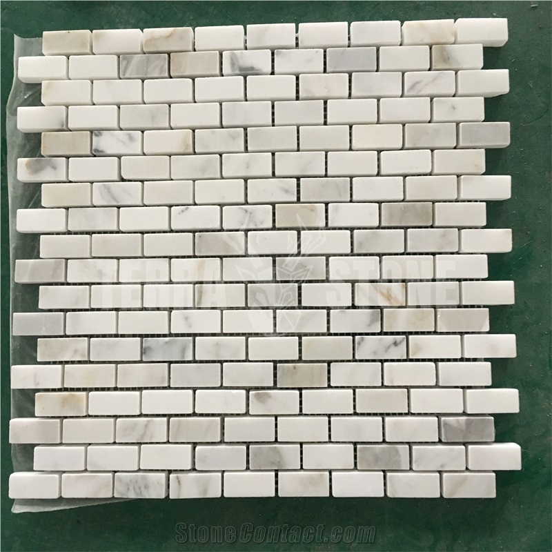 Calacatta Gold Mosaic Subway Brick Stone Wall Tile