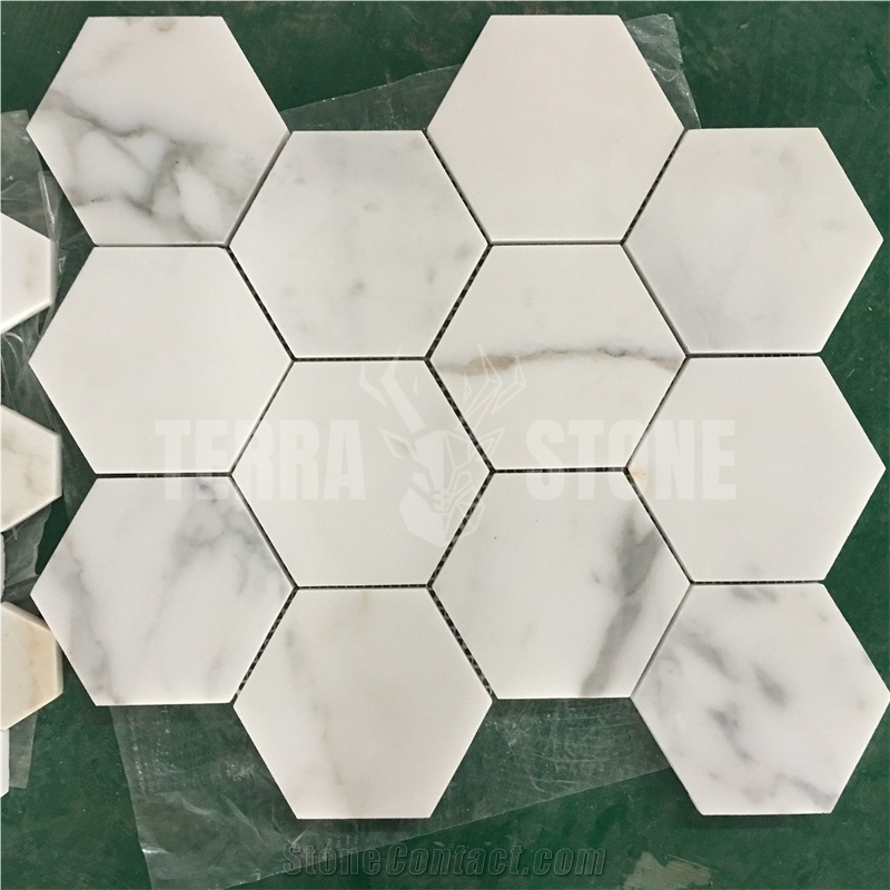 Calacatta Gold Mosaic Subway Brick Stone Wall Tile