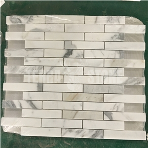 Calacatta Gold Mosaic Subway Brick Stone Wall Tile