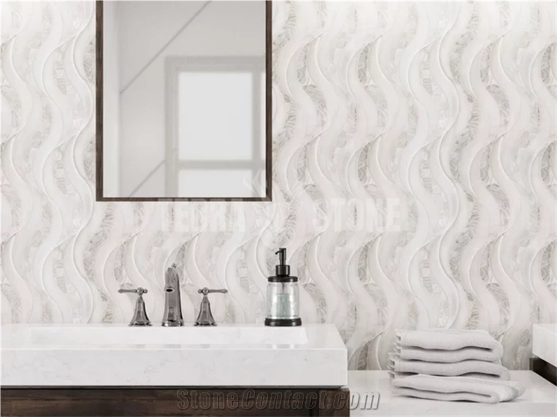 CALACATTA MOTHER OF PEARL WATERJET MARBLE MOSAIC