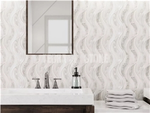 CALACATTA MOTHER OF PEARL WATERJET MARBLE MOSAIC