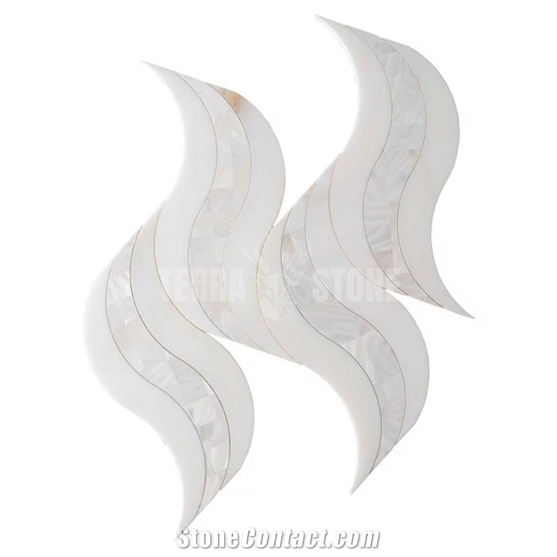 CALACATTA MOTHER OF PEARL WATERJET MARBLE MOSAIC