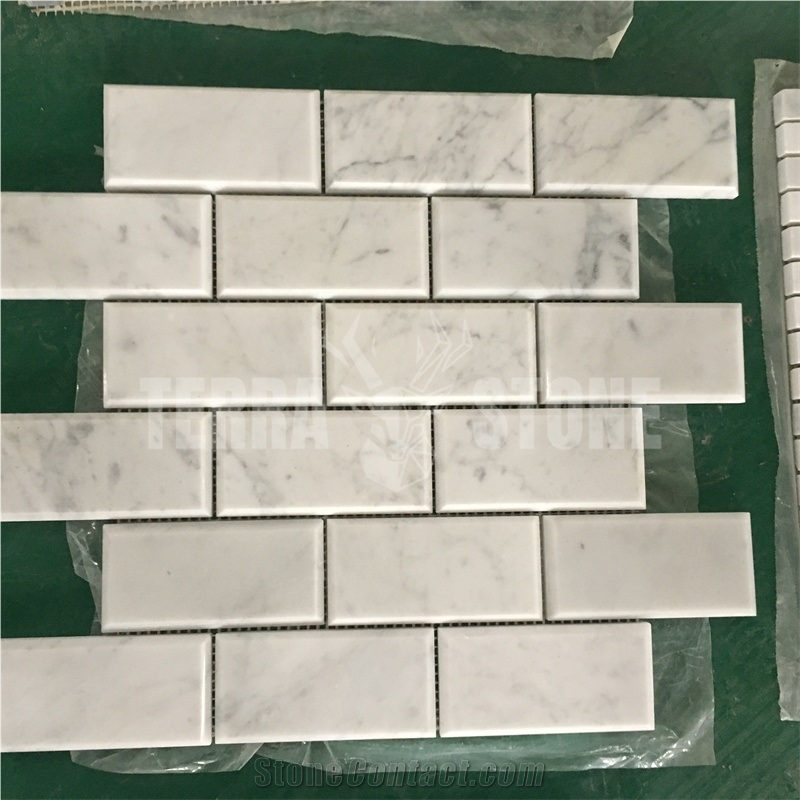 Carrara White Marble 1" Hexagon Mosaic Wall Tile Polished