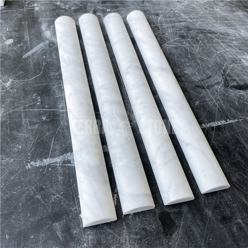 Carrara White Marble Dome Trim 1/2 Round Border Moulding