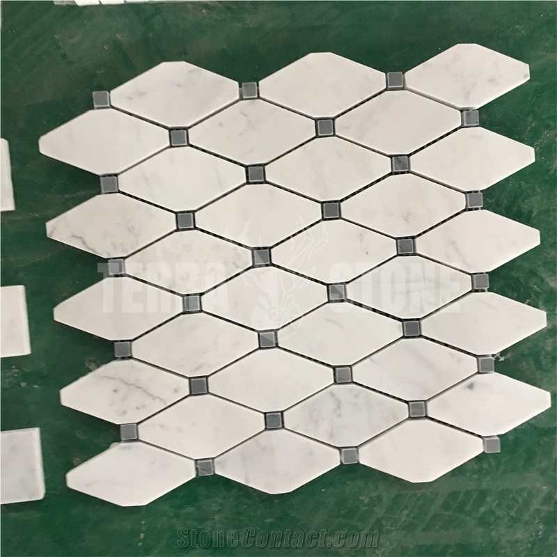Italy Carrara C White Marble Mosaic Penny Round Pattern