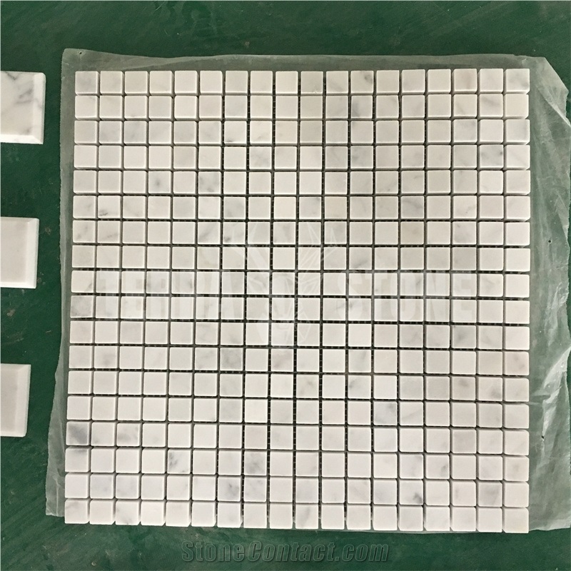 Italy Carrara C White Marble Mosaic Penny Round Pattern