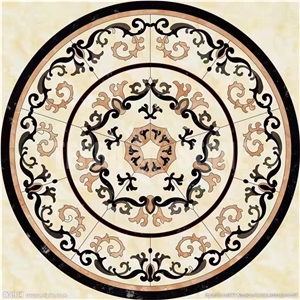Lobby Cream Marfil Marble Round Pattern Water Jet Medallion Lobby Cream Marfil Marble Round Pattern Water Jet Medallion
