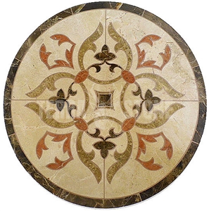 Lobby Cream Marfil Marble Round Pattern Water Jet Medallion
