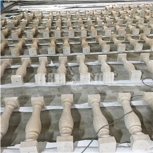 Outdoor Balcony Beige Limestone Balustrade Railing For Sale