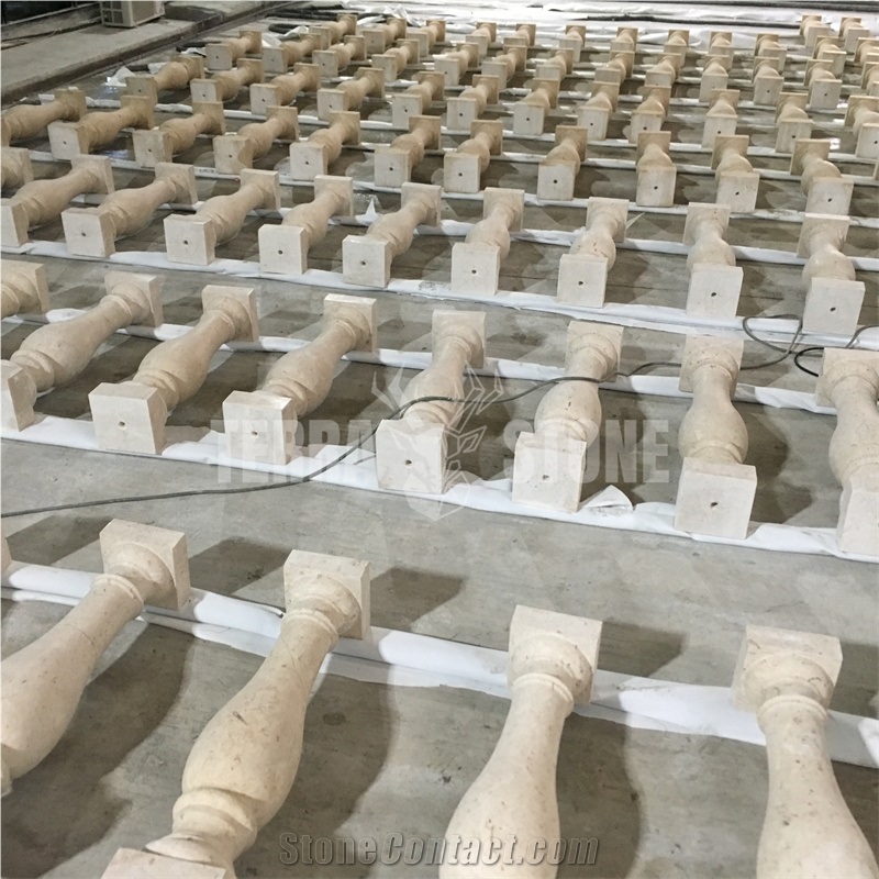 Outdoor Balcony Beige Limestone Balustrade Railing For Sale