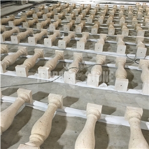 Outdoor Balcony Beige Limestone Balustrade Railing For Sale
