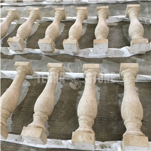 Outdoor Balcony Beige Limestone Balustrade Railing For Sale