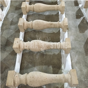 Outdoor Balcony Beige Limestone Balustrade Railing For Sale