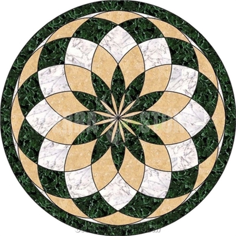 Round Or Square Marble Waterjet Medallion Pattern Flower