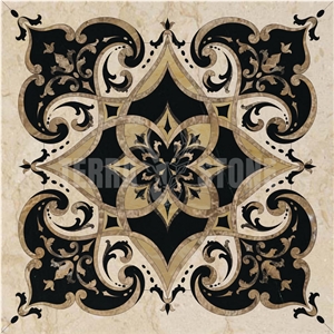 Round Or Square Marble Waterjet Medallion Pattern Flower