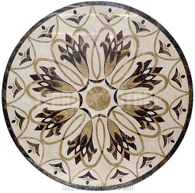 Round Or Square Marble Waterjet Medallion Pattern Flower