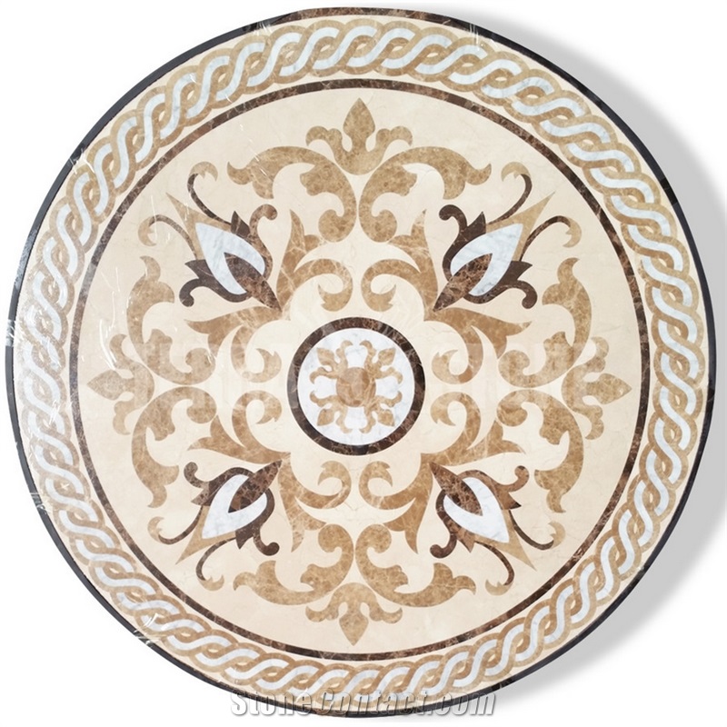 Round Or Square Marble Waterjet Medallion Pattern Flower