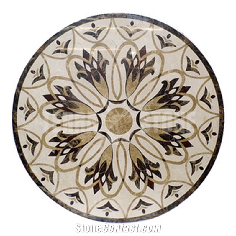 Round Square Natural Stone Marble Waterjet Medallion Floor