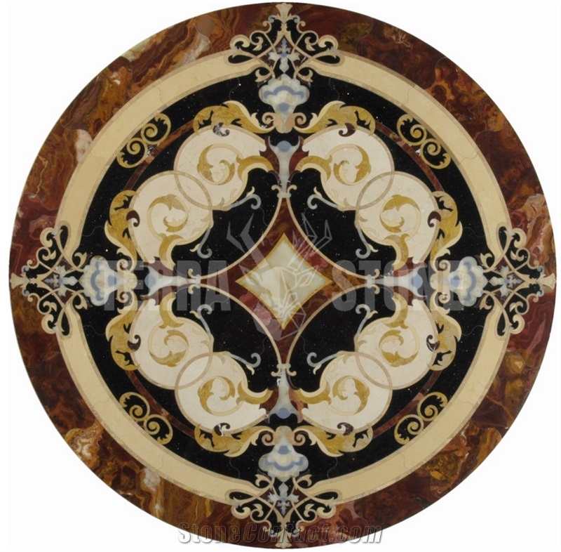 Round Square Natural Stone Marble Waterjet Medallion Floor