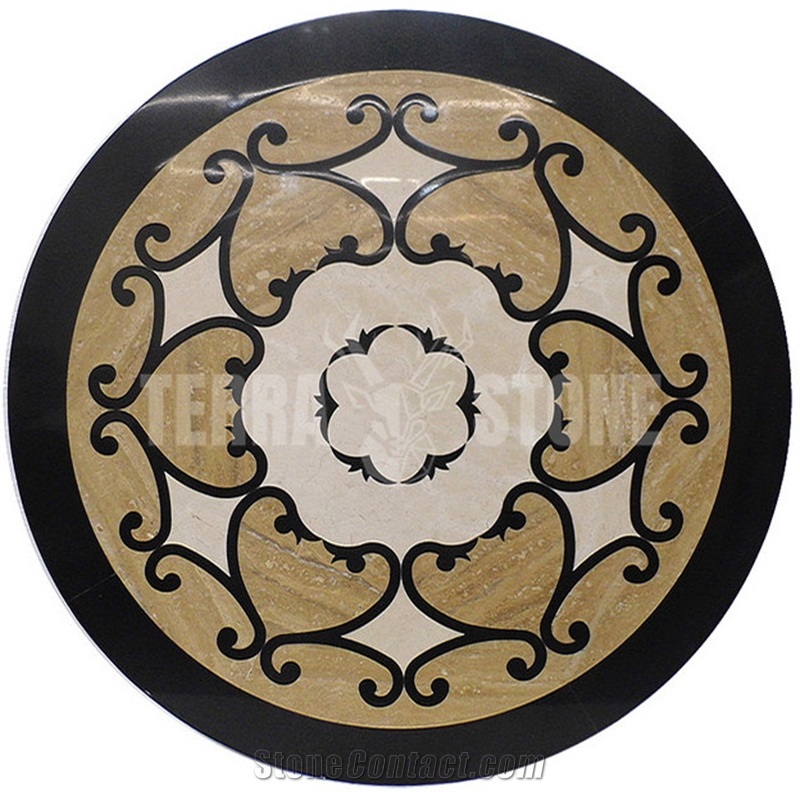 Round Square Natural Stone Marble Waterjet Medallion Floor