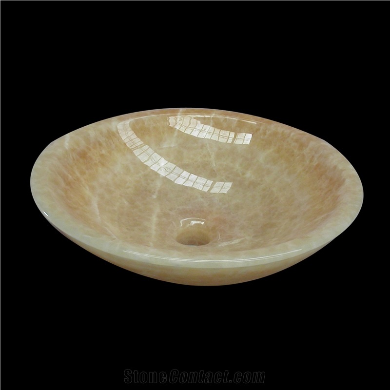 Honey Onyx Round Over Countertop Bathroom Sink