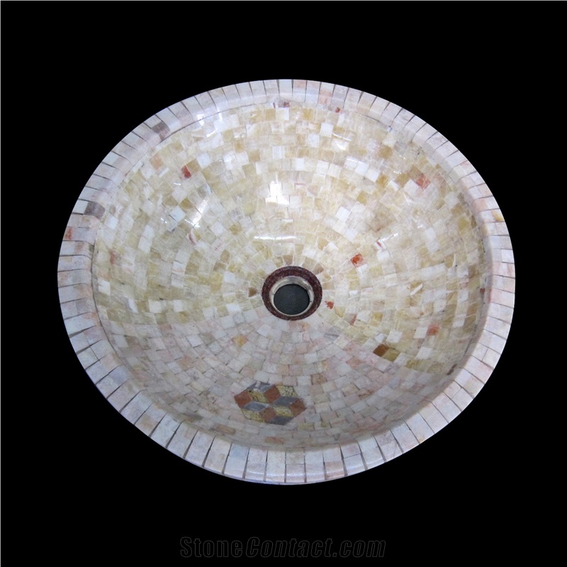 Honey Onyx Round Over Countertop Bathroom Sink