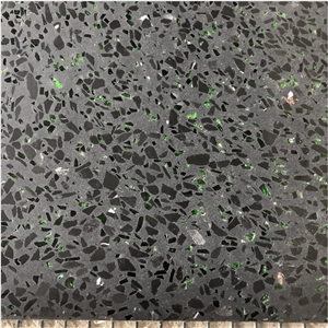 Black Terrazzo With Green Glass Hotsale Terrazzo Slab