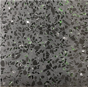 Black Terrazzo With Green Glass Hotsale Terrazzo Slab